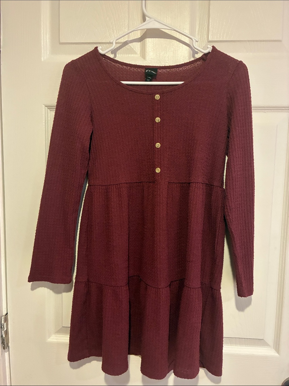Red Henley Tiered Shirt/Dress